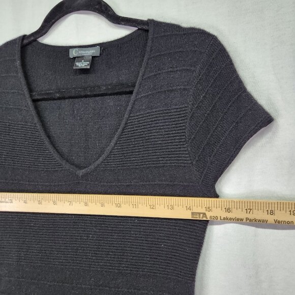 C by BLOOMINGDALES 100% Cashmere 2-Ply Fit & Flare Dress Size Medium Ribbed - Picture 3 of 12